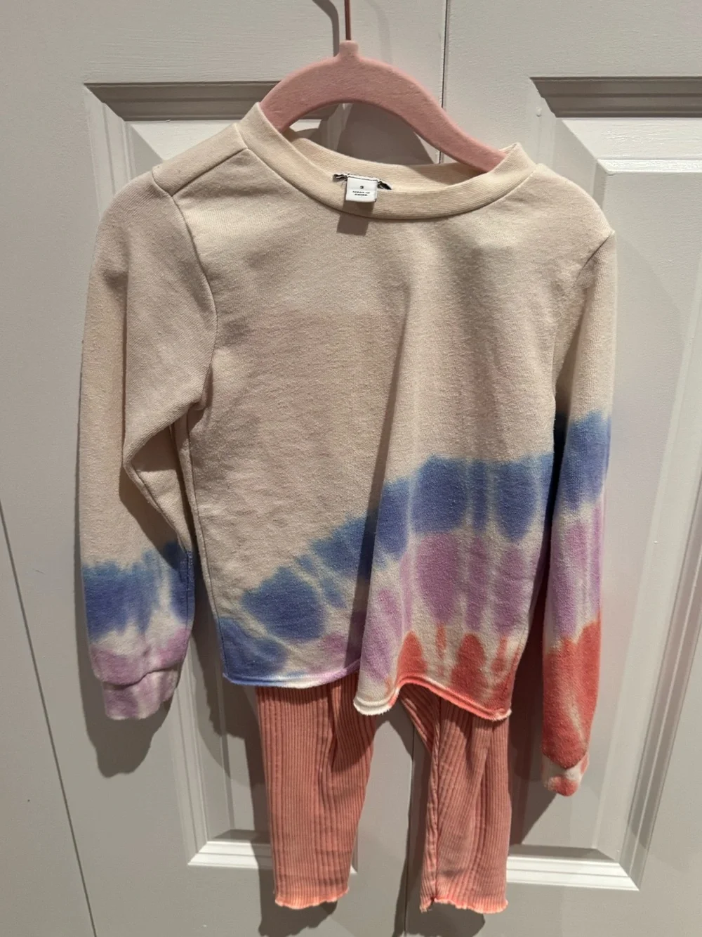 Splendid Baby Girls Infant Toddler Legging Set Tie Dye Sweatshirt Orange Ribbed